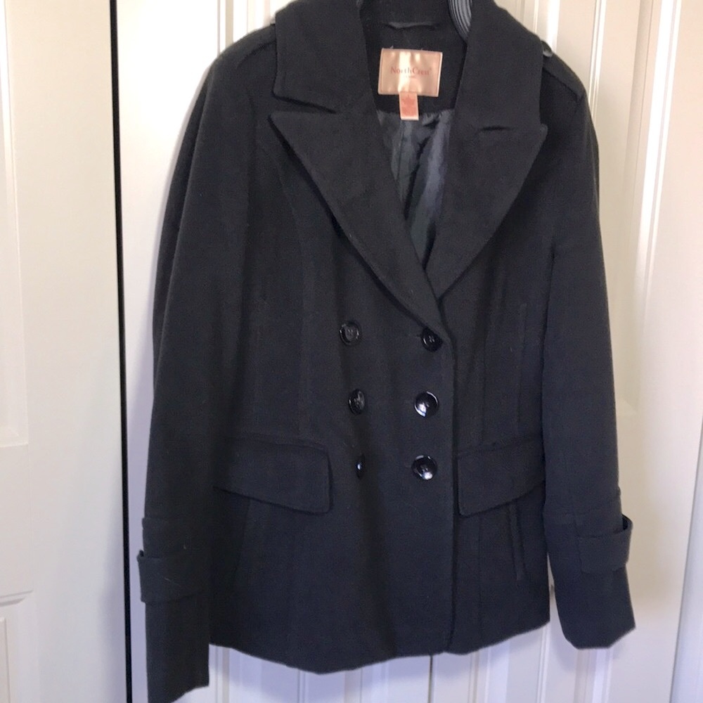 NorthCrest double breasted black pea coat